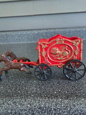 Cast Iron Horse Drawn Circus Wagon Vintage